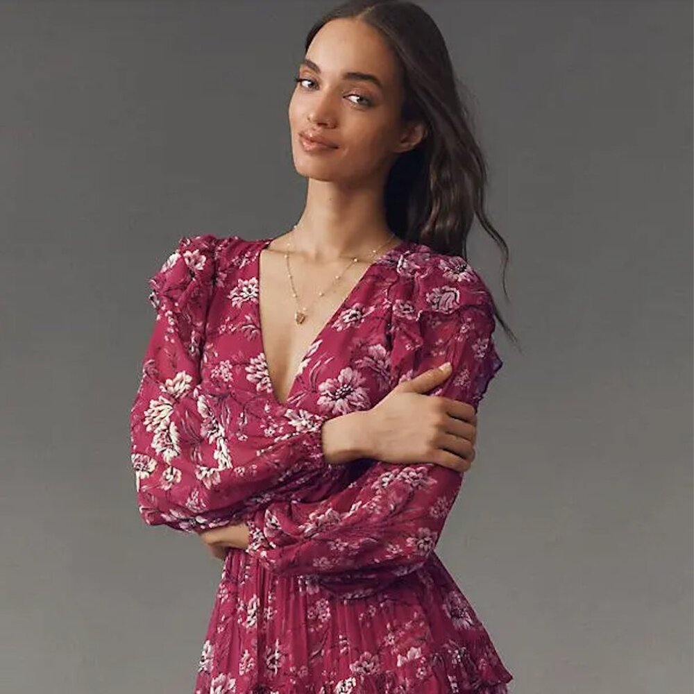 BHLDN Liana Tiered Maxi Dress, Pink Floral, NWT - Picture 3 of 4